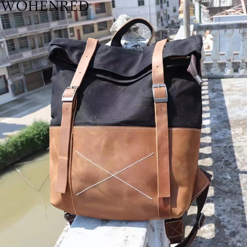 Fashion Men Backpack Waxed Can – Leather Backpack Vintage recenzja i cena