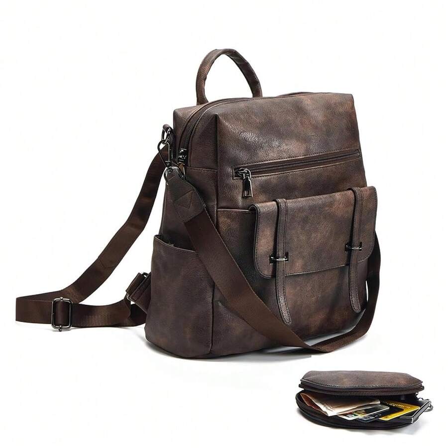 Women Fashion Vintage Brown PU – Fashion Backpack Women recenzja i cena
