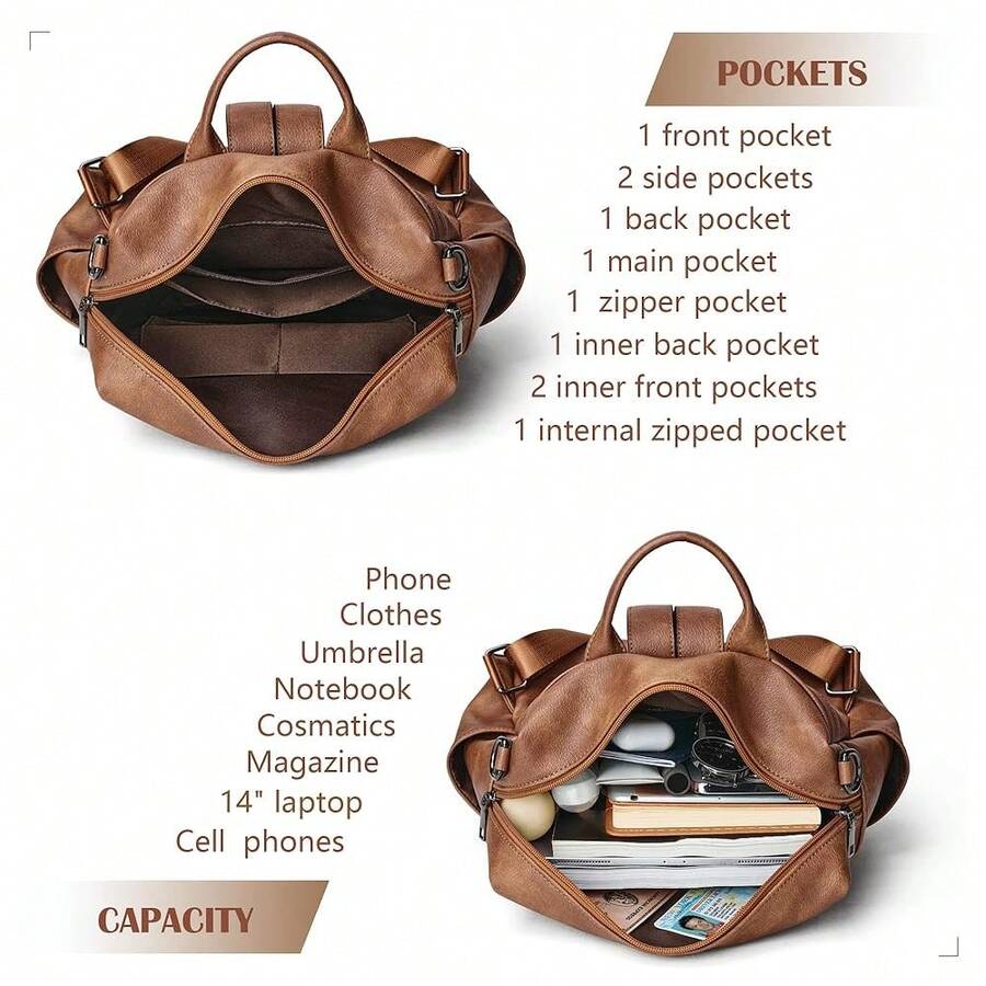 Women Fashion Vintage Brown PU – Fashion Backpack Women recenzja i cena