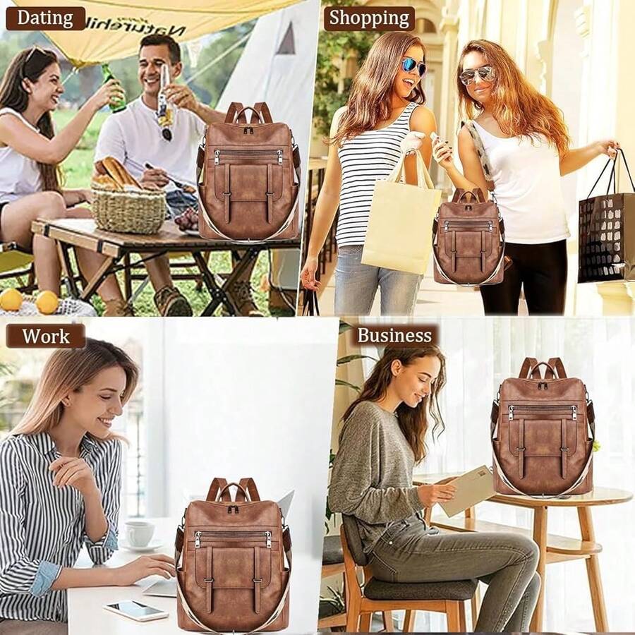 Women Fashion Vintage Brown PU – Fashion Backpack Women recenzja i cena