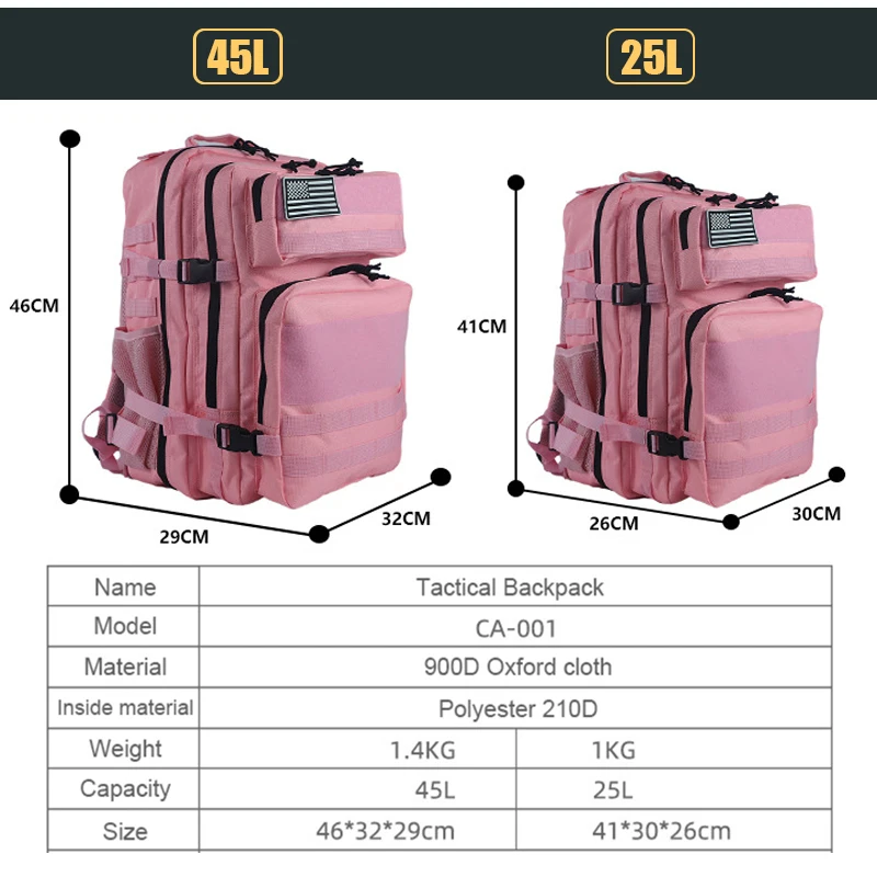 25L/45L 3P Tactical Backpack f – Rucksack Military Style recenzja i cena