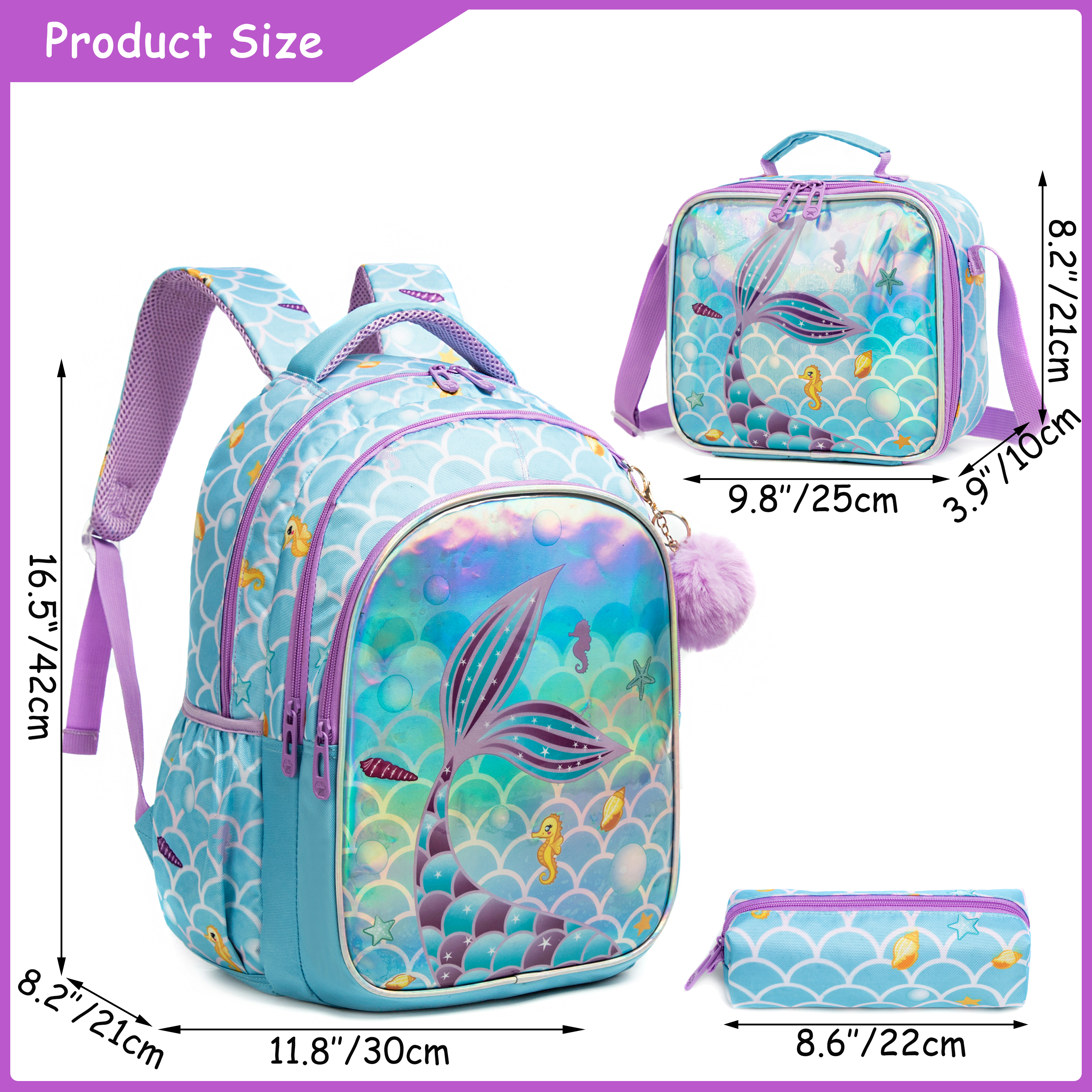Meetbelify Cute  Blue Mermaid  – School Backpack Teen recenzja i cena
