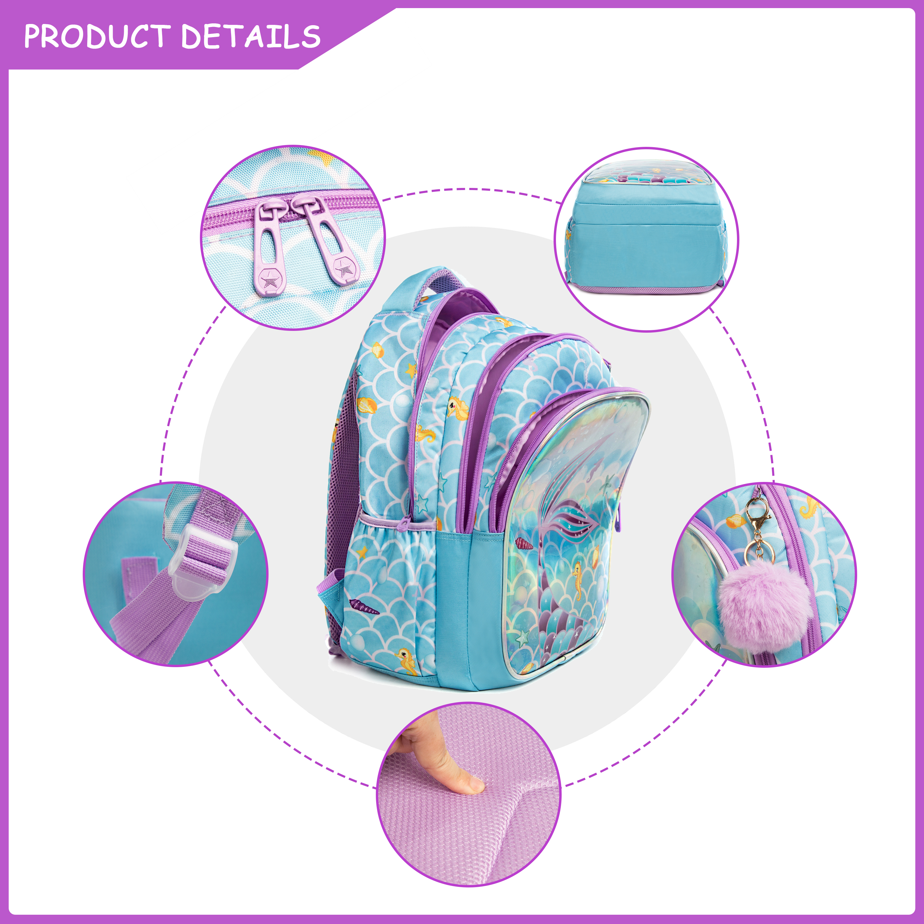 Meetbelify Cute  Blue Mermaid  – School Backpack Teen recenzja i cena