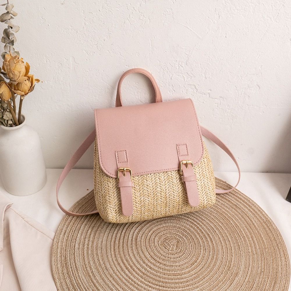Fashion PU Leather Straw Backp – Leather Backpack Vintage recenzja i cena